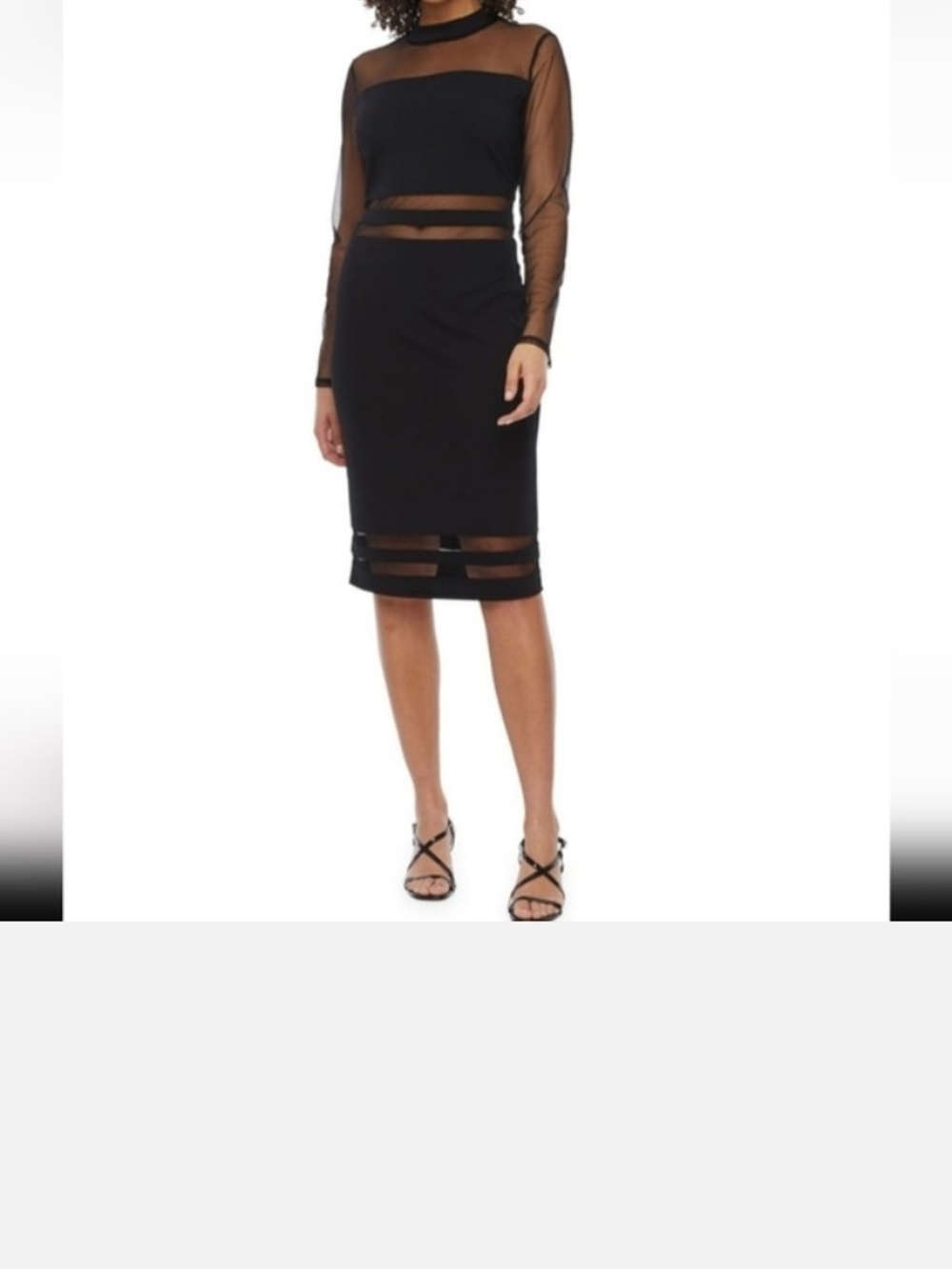NWT BOLD elements Black Mesh-Inset Midi DRESS